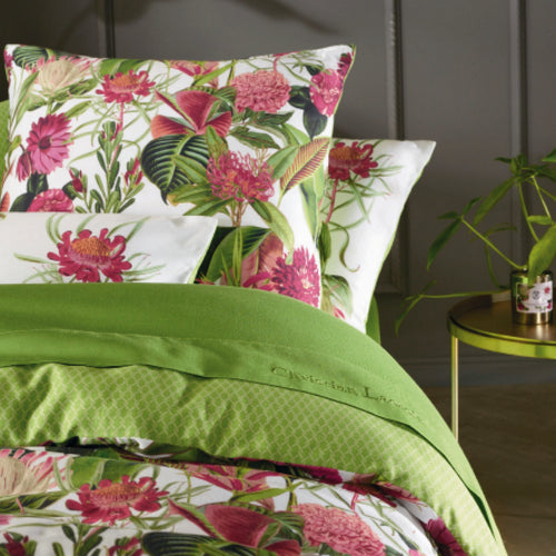 Garden - Housse De Couette + Taie(s) D'Oreiller Satin De Coton Garden Vert