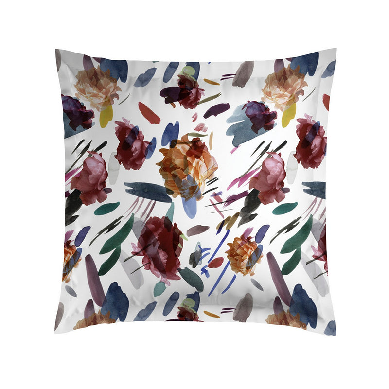 Arty Flowers - Taie D'Oreiller Satin De Coton Arty Flowers Blanc