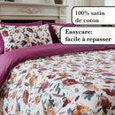 Arty Flowers - Taie D'Oreiller Satin De Coton Pollen / Plum White Prune