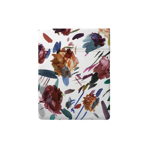 Arty Flowers - Drap Plat Satin De Coton Arty Flowers Blanc