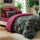 Fleurs Pastel - Drap Plat Satin De Coton Pollen Bordeaux