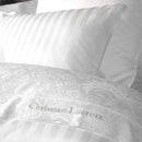 Jacquard - Housse De Couette + Taie(s) D'Oreiller Satin De Coton Tissé Jacquard Arles Blanc