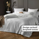 Jacquard - Housse De Couette + Taie(s) D'Oreiller Satin De Coton Tissé Jacquard Arles Blanc