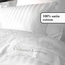 Jacquard - Housse De Couette + Taie(s) D'Oreiller Satin De Coton Tissé Jacquard Arles Blanc