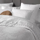 Jacquard - Housse De Couette + Taie(s) D'Oreiller Satin De Coton Tissé Jacquard Arles Blanc