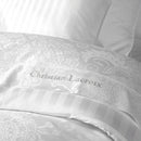 Jacquard - Drap Plat Satin De Coton Tissé Jacquard Arles Blanc