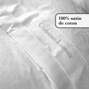 Jacquard - Drap Plat Satin De Coton Tissé Jacquard Arles Blanc