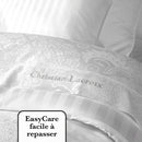 Jacquard - Drap Plat Satin De Coton Tissé Jacquard Arles Blanc