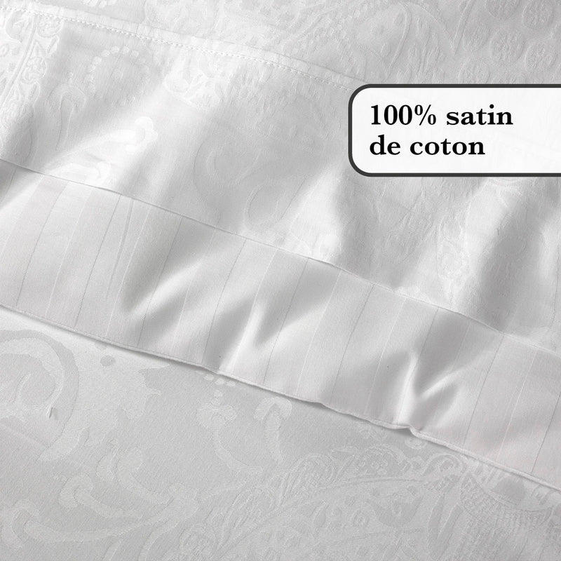 Love Stories
 Jacquard - Drap-Housse Bébé Satin De Coton Uni Blanc