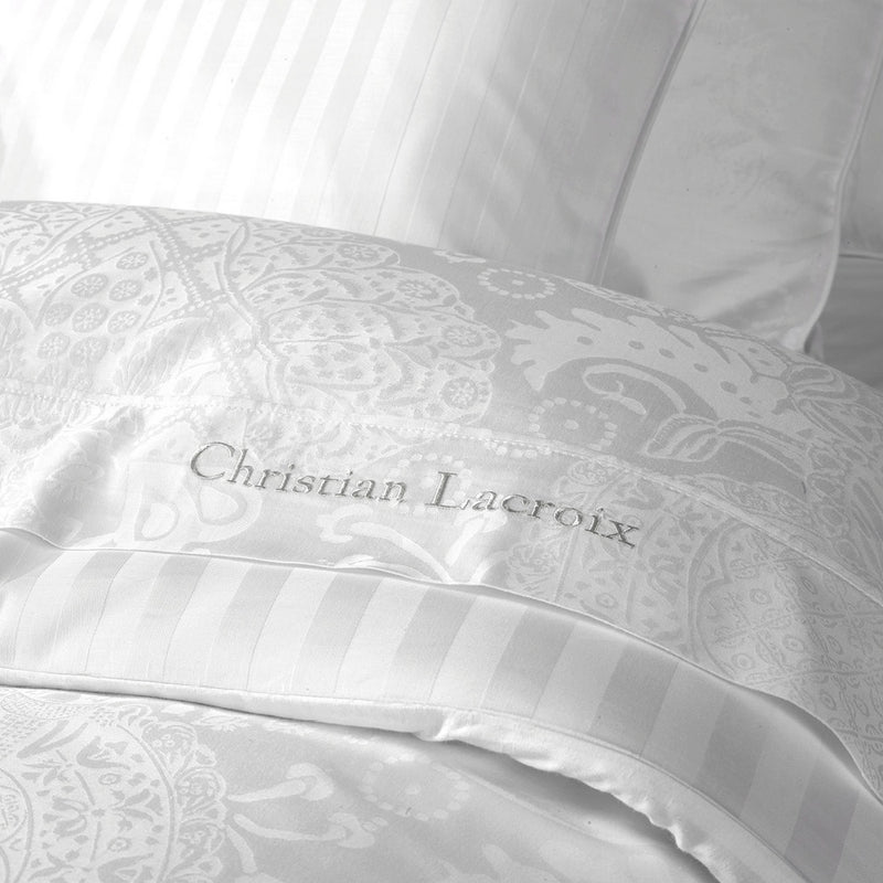 Jacquard - Drap Plat Bébé Satin De Coton Tissé Jacquard Arles Blanc
