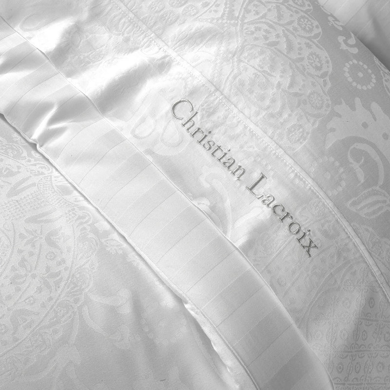 Jacquard - Drap Plat Bébé Satin De Coton Tissé Jacquard Arles Blanc