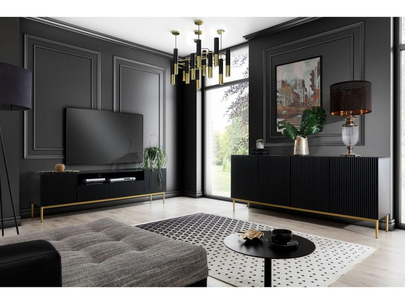Kasha - Meuble Tv - Pieds Or - 2 Tailles