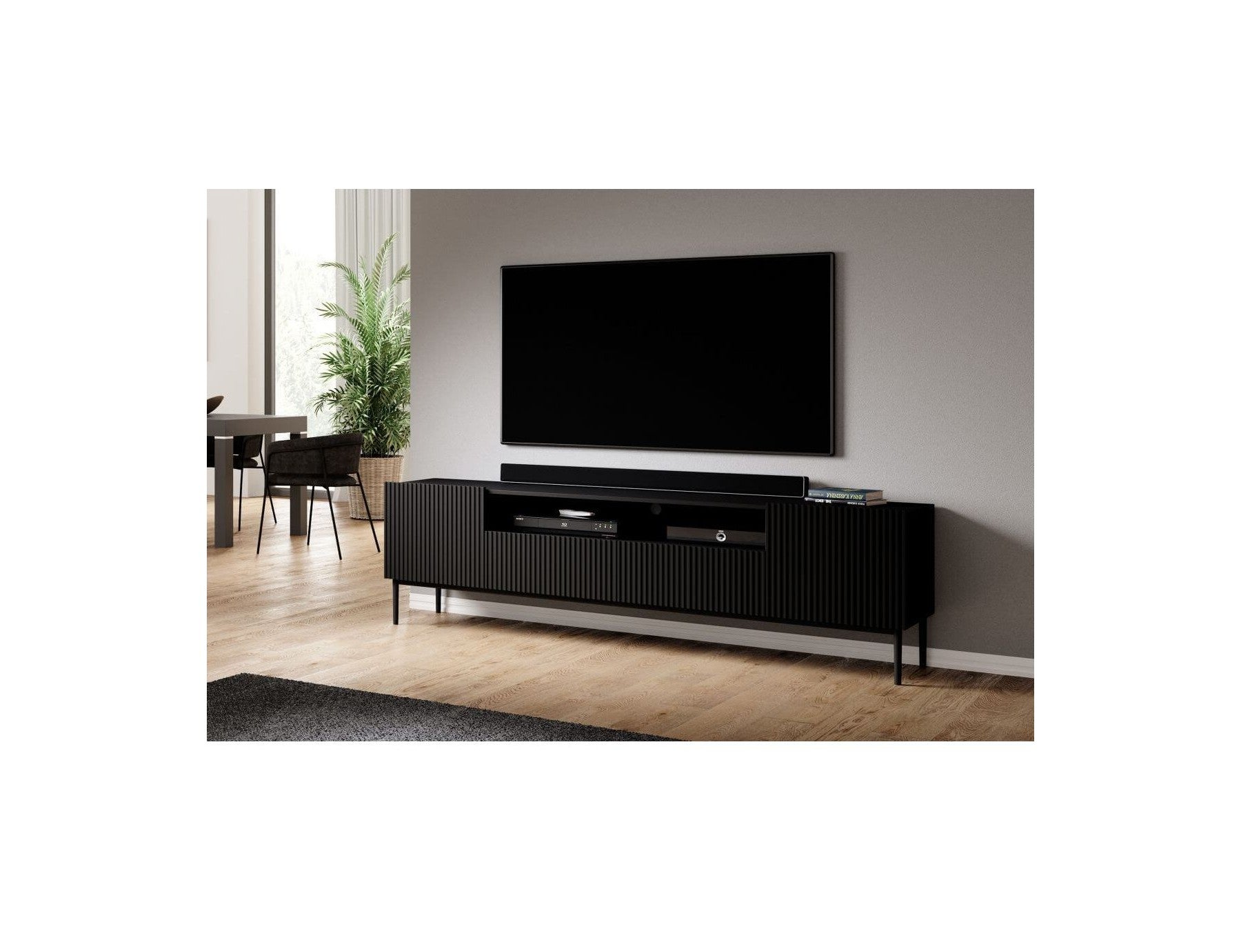 Kasha - Meuble Tv Avec Niche - Pieds Noirs