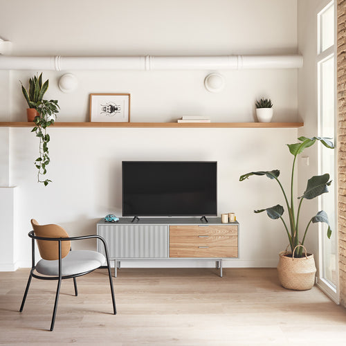 Sierra - Meuble Tv - Gris Clair & Chêne