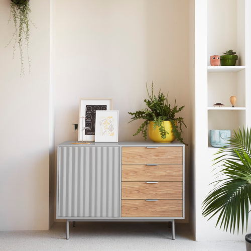 Sierra - Bureau De Table - Gris Clair & Chêne