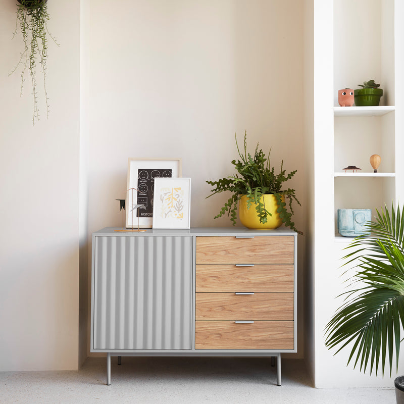 Sierra - Bureau De Table - Gris Clair & Chêne