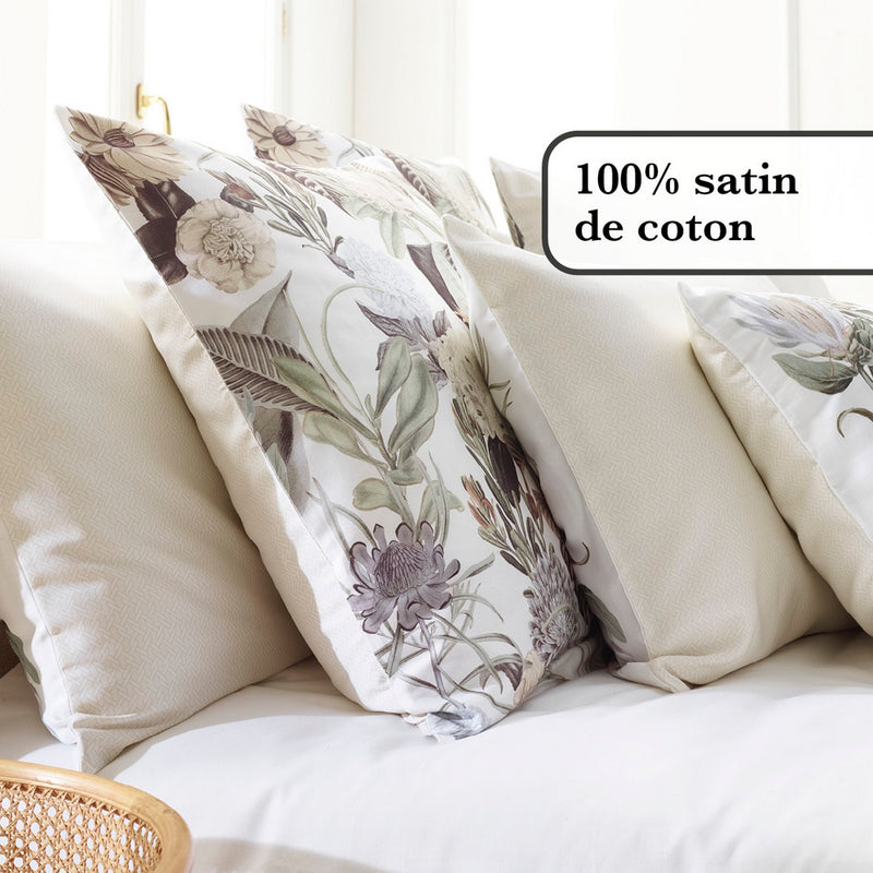 Garden - Set De 2 Taies D'Oreiller Satin De Coton Garden Taupe