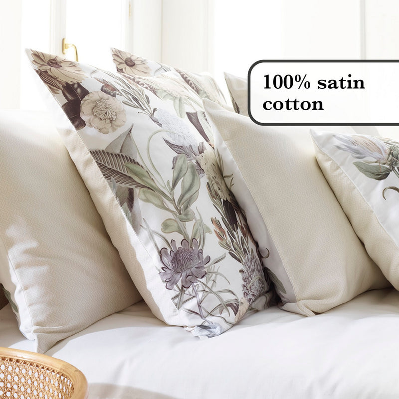 Garden - Set De 2 Taies D'Oreiller Satin De Coton Garden Taupe