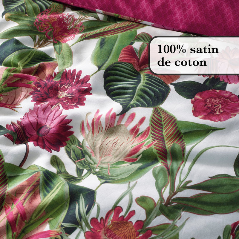 Garden - Set De 2 Taies D'Oreiller Satin De Coton Garden Fuchsia