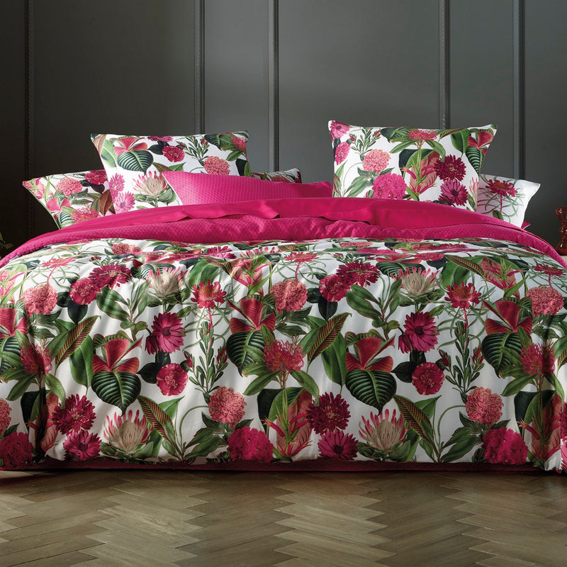Garden - Set De 2 Taies D'Oreiller Satin De Coton Garden Fuchsia