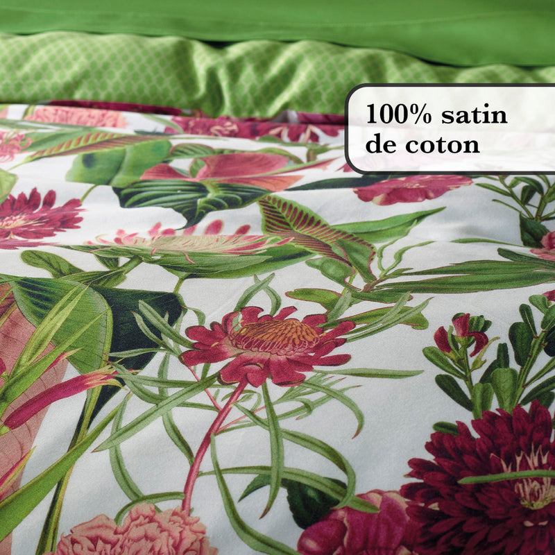 Garden - Set De 2 Taies D'Oreiller Satin De Coton Garden Vert