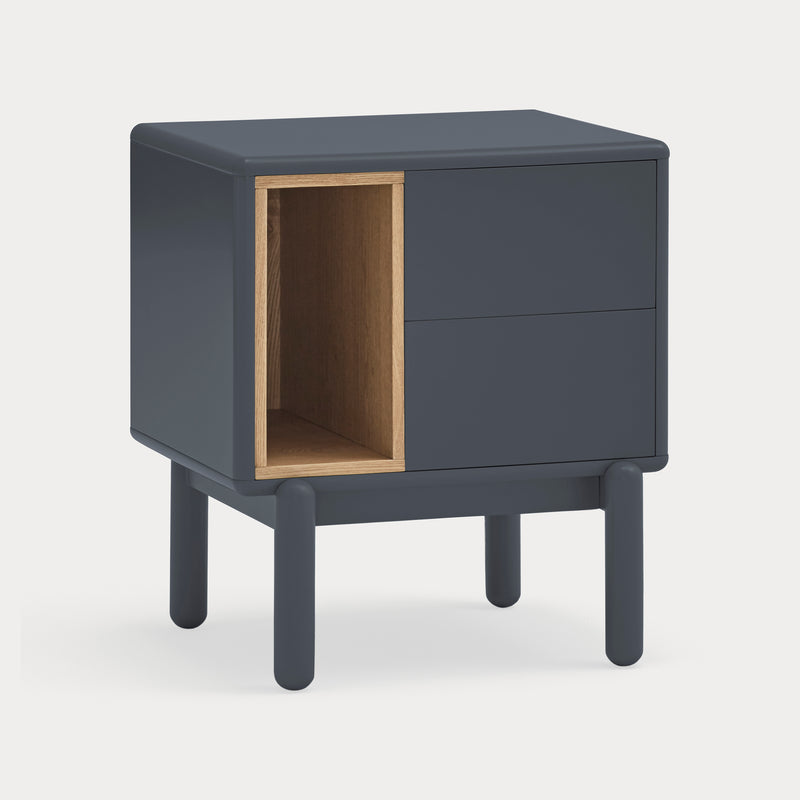 Corvo - Table De Chevet - Gris Anthracite & Chêne