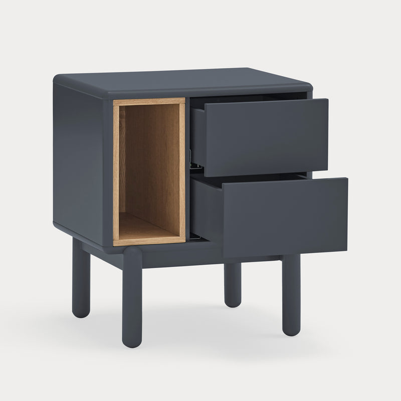 Corvo - Table De Chevet - Gris Anthracite & Chêne