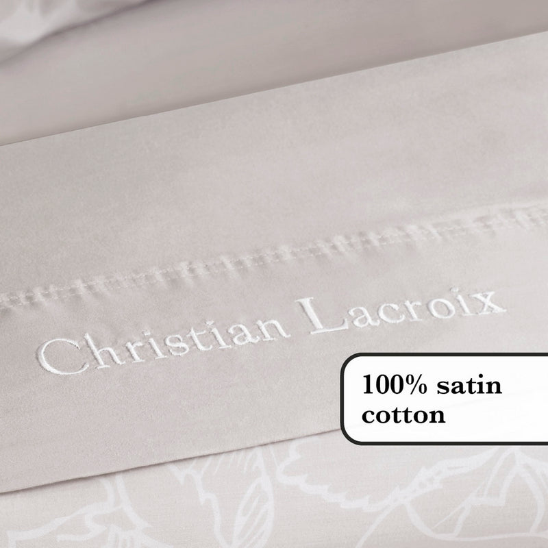 Arabesque - Housse De Couette + Taie(s) D'Oreiller Satin De Coton Uni Taupe