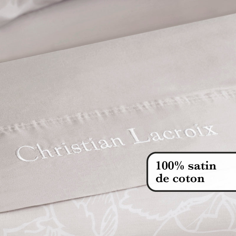 Arabesque - Housse De Couette + Taie(s) D'Oreiller Satin De Coton Uni Taupe