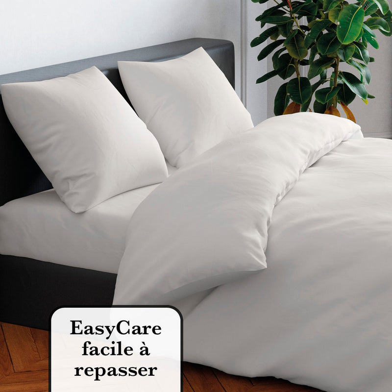 Arabesque - Housse De Couette + Taie(s) D'Oreiller Satin De Coton Uni Taupe