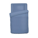 Jacquard - Housse De Couette + Taie(s) D'Oreiller Bébé Satin De Coton Rayure Tissé Jacquard Bleu