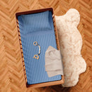Jacquard - Housse De Couette + Taie(s) D'Oreiller Bébé Satin De Coton Rayure Tissé Jacquard Bleu