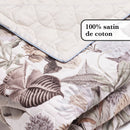 Garden - Couvre-Lit Xl En 100% Satin De Coton - Dessin Garden Taupe
