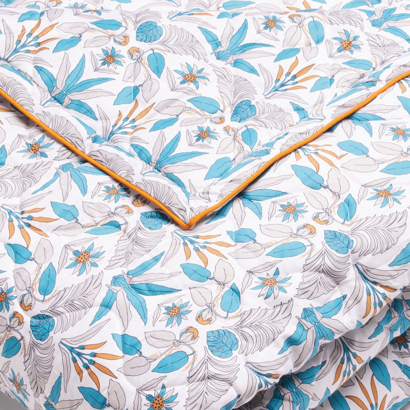 Zanzibar - Couvre-Lit Xl En 100% Satin De Coton - Dessin Zanzibar Blanc