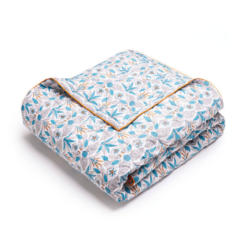 Zanzibar - Couvre-Lit Xl En 100% Satin De Coton - Dessin Zanzibar Blanc