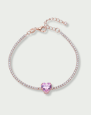 Bracelet Tennis Cœur Rose - Rose