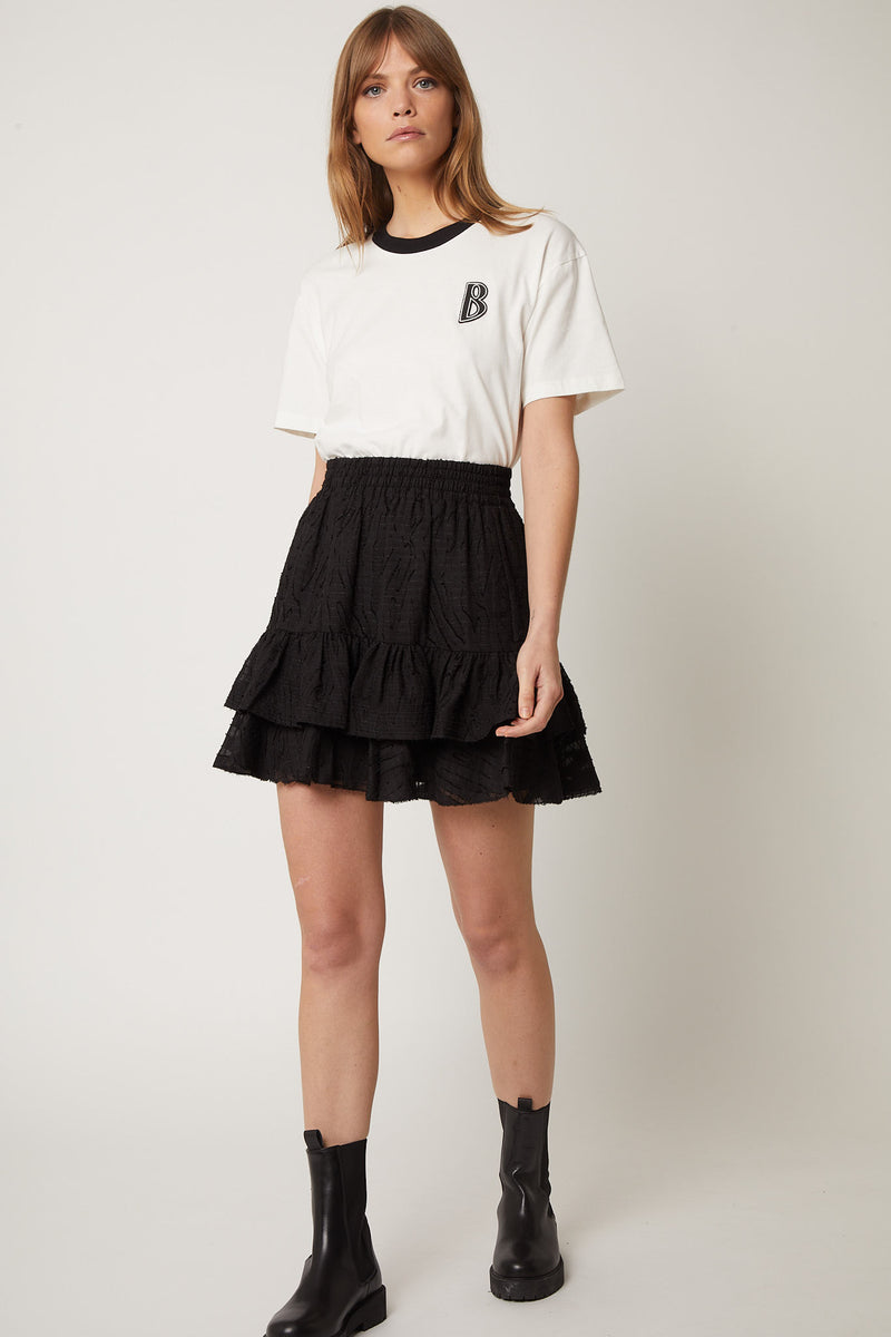 Jupe Courte Unie Volants - Noir