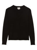 Ines De La Fressange – Pullover Morcant - Noir, schwarzer Strickpullover mit V-Ausschnitt, Vorderansicht