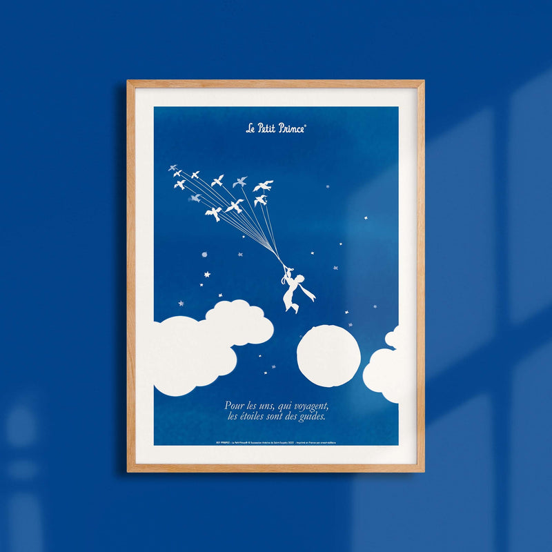 Affiche Le petit prince - Collection Bleu Blanc Prince Oiseau-oneart.fr