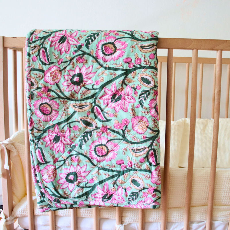 Couverture Bébé Ou Plaid Nur - Mint Floral