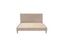 Lit Avec Lattes Massives Pieds En Bois Naturel - Velvet - Beige