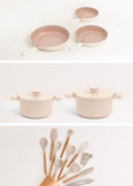 Cookware Set - 3 PAN STUDIO Frying Pans, 2 POT STUDIO Casserole Dishes & KITCHENWARE STUDIO Utensil Kit - Sand