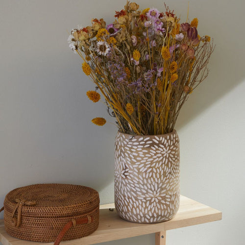 Madera de mango - Jarrón - Beige