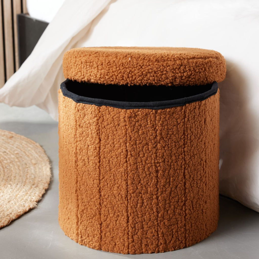 Moka - Folding Teddy Pouffe - Bronze