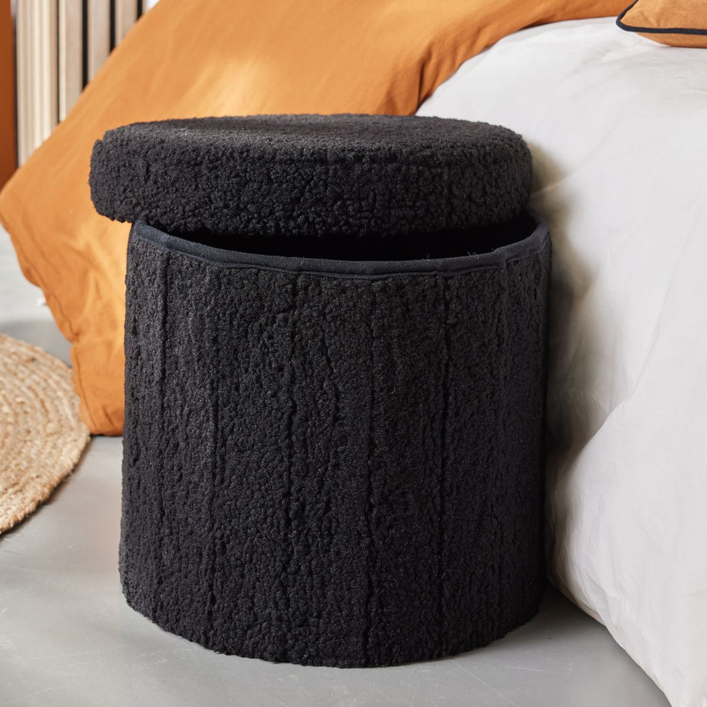 Moka - Collapsible Teddy Ottoman - Charcoal