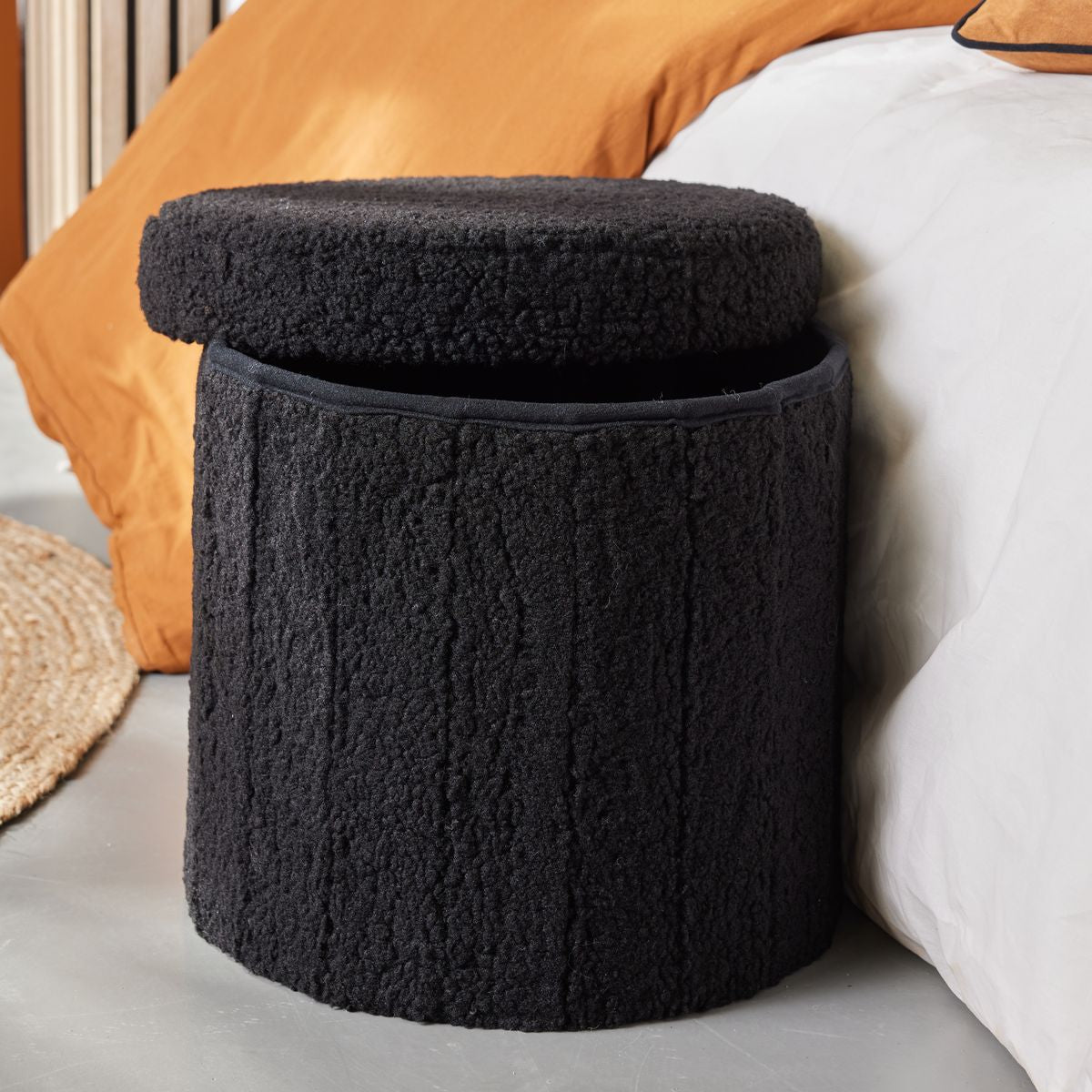 Moka - Collapsible Teddy Ottoman - Charcoal