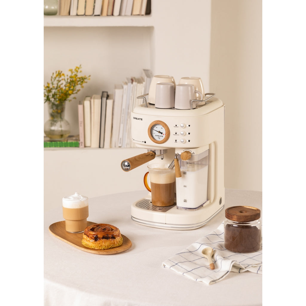 Thera Retro Pro - Machine À Café Expresso Semi-Automatique 20 Bars - Blanc Cassé