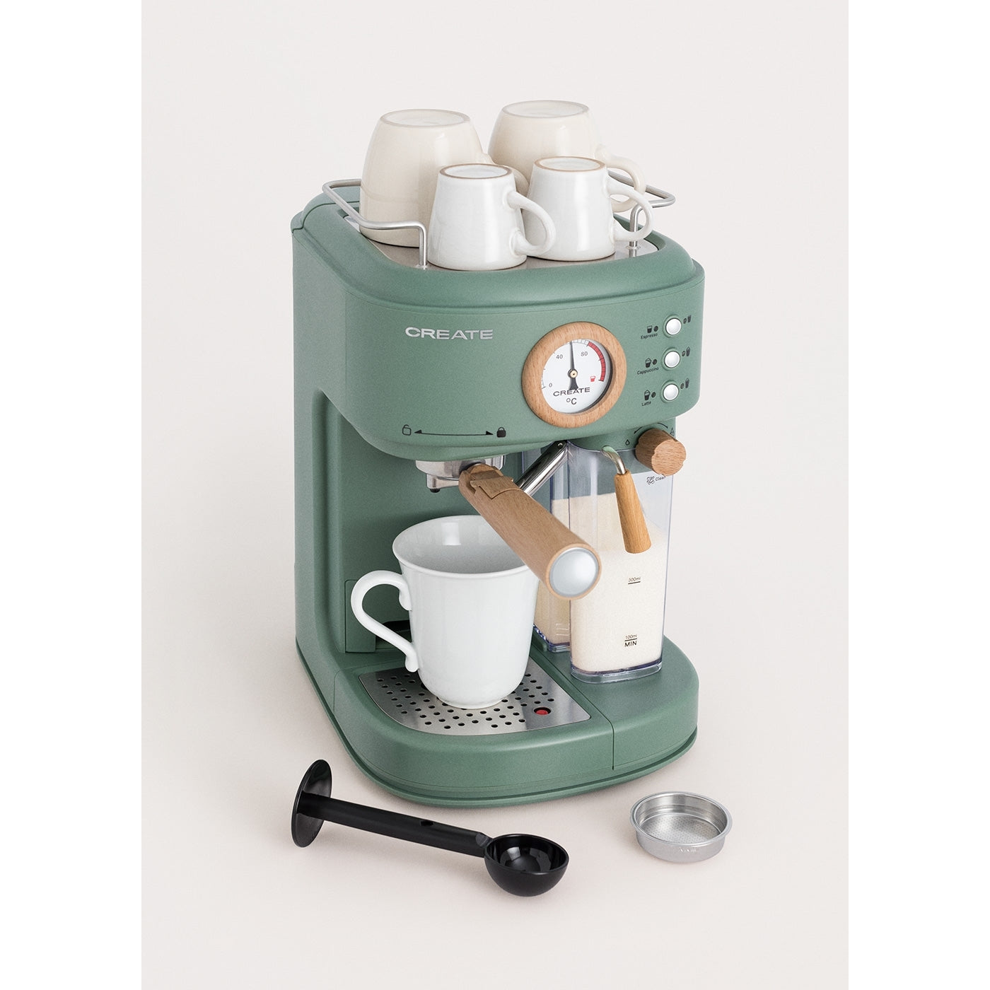 Thera Retro Pro - Semi-Automatic 20-Bar Espresso Coffee Machine - Sage Green