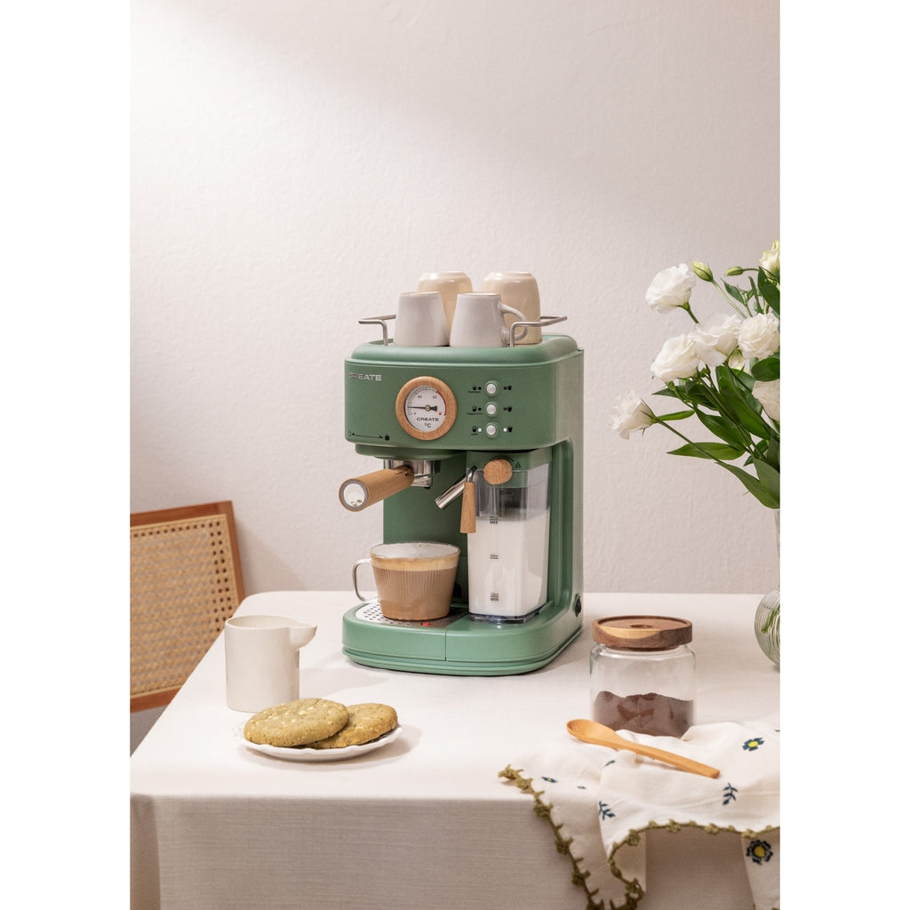 Thera Retro Pro - Semi-Automatic 20-Bar Espresso Coffee Machine - Sage Green
