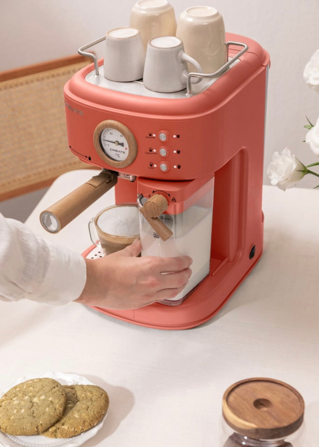 Thera Retro Pro - Machine À Café Expresso Semi-Automatique 20 Bars - Terracotta